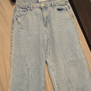 Light Blue Jeans with Rhinestone Detailing